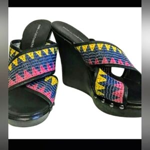 $475 OFF FINAL! NIB $575 Diane Von Furstenberg Multicolor Wedge Heels - 7.5